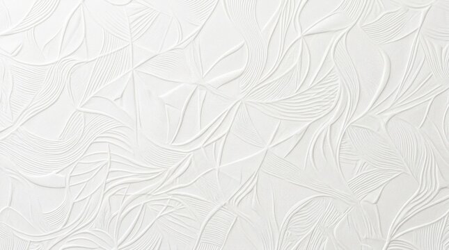 A white ceramic tile features a textured, embossed pattern resembling stylized leaves.