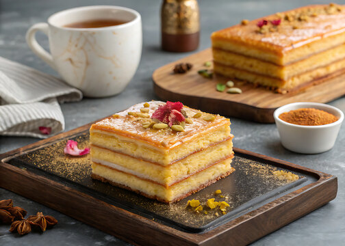 Khira Gaja  realistic food photography  layered Odisha pastry  