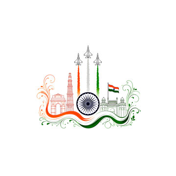 Progressive India at 80 Logo: 15th August Independence Day Design Highlighting National Heritage and Future Advancements.