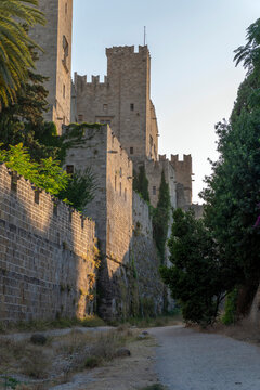 Medieval Town Moat in a historical site of Rhodes