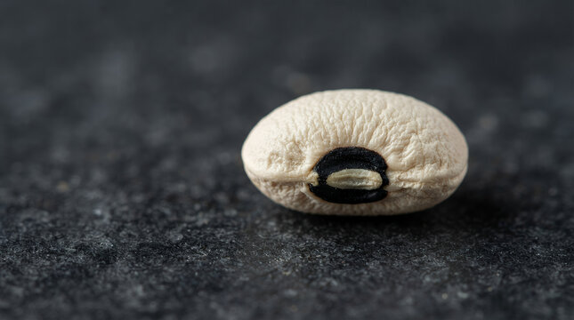 Close-up of a unique seed against a dark background with copy space