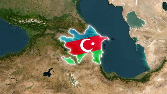 3D Map Animation Highlighting Azerbaijan with National Flag