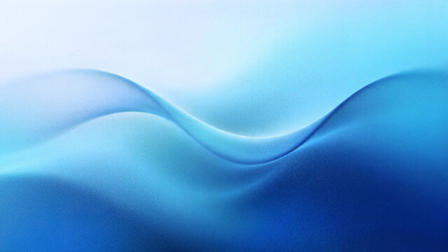 Abstract grainy background with beautiful blurred aura gradient floating fluid waves in deep dark blue light blue and pure white gradient colors.