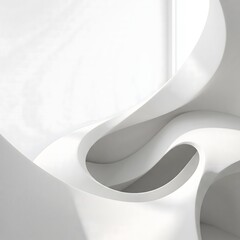 Minimalist white abstract curved sculpture close