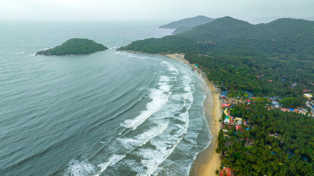 Aerial view of Palolem Beach, India
Palolem Beach coastal landscape, Goa