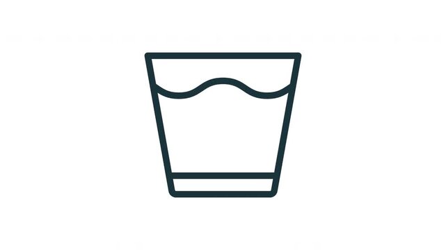 Glass Of Water Animated Icon With Alpha Channel. Hydration, Refreshment, And Beverage Motion Graphic. Thirst Quenching And Healthy Drinking. On Transparent Background