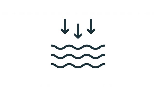 Water Absorption Arrows Animated Icon With Alpha Channel. Liquid Penetration, Permeability, And Moisture Absorption Motion Graphic. Material Properties. On Transparent Background