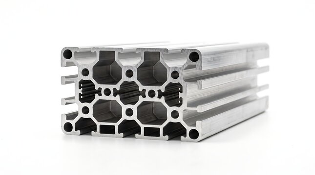 Industrial Silver Aluminum Extruded Profile Cross Section with Complex Internal Structural Design for Engineering and Modular Construction Framing