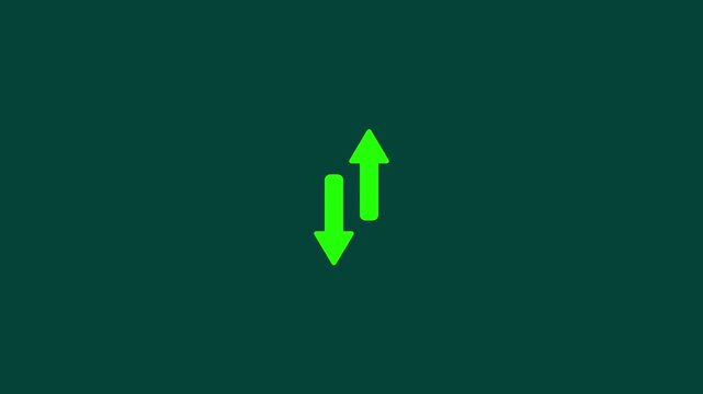 Minimalist green up and down arrow animation for ui ux and data flow concepts motion ui interface