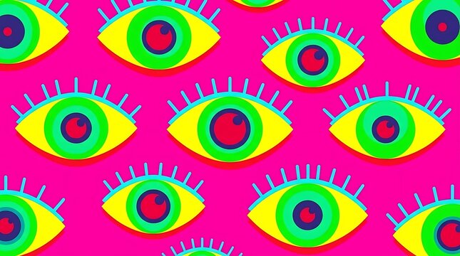 Seamless pattern of colorful eyes
