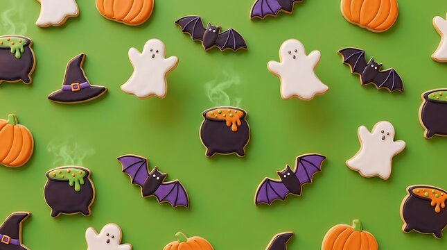 Seamless pattern of Halloween cookies