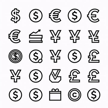 Traditional Japanese Currency 10. Set Of Pixel-Perfect Flat Illustrations Featuring Isolated Money And Currency Exchange Outline Icons On A White Background