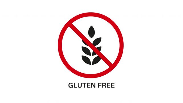 Gluten-Free Symbol Solid Animated Icon With Alpha Channel. Dietary Restriction, Allergy Awareness, And Health-Conscious Eating Silhouette Motion Graphic. On Transparent Background