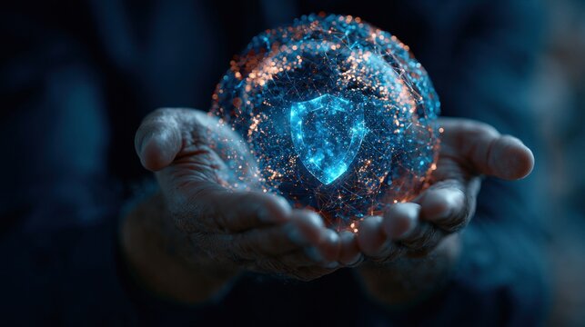 Glowing energy sphere held in open hands