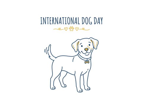 Playful standing dog graphic for international dog day