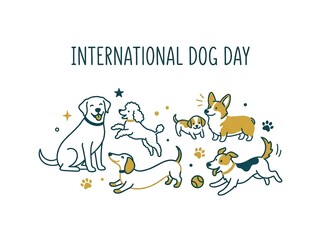 Fototapeta premium Playful canine collection for international dog day banner