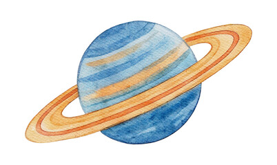 Saturn Watercolor Planet Illustration With Rings Isolated Transparent PNG For Space Astronomy Design © Artem Shevchenko
