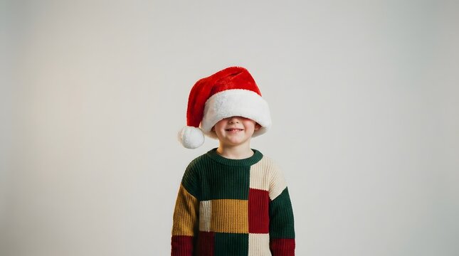 Cute child wearing a Santa hat eating sweet treats captured perfectly