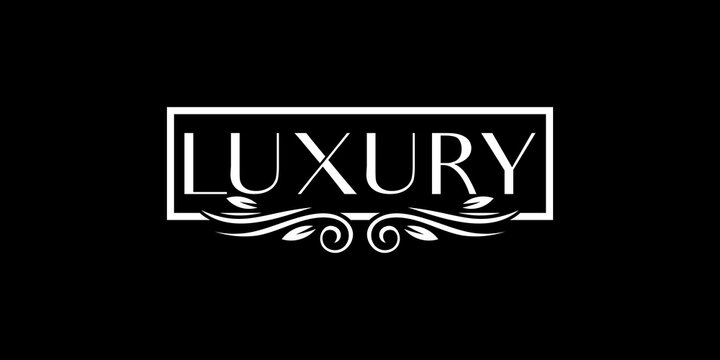Luxury serif text logo with ornamental border and floral details.