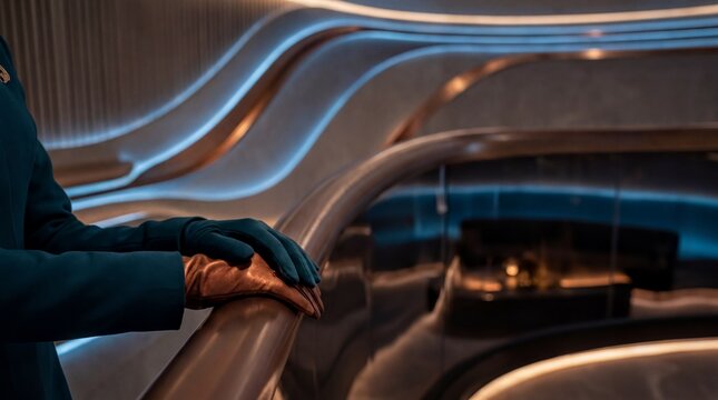Intimacy and connection, two hands softly touching in a luxurious deep teal and copper setting
