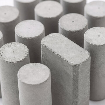 Traditional Japanese Texture Yield. Cylindrical Concrete Samples For Testing Various Mixes