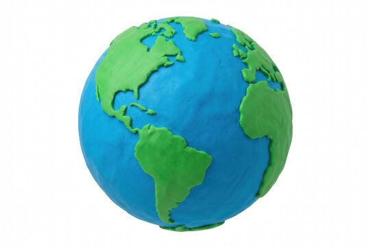 Earth planet model made of blue and green modeling clay