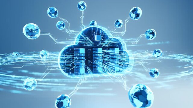 Abstract Digital Cloud Computing Network Technology Concept.