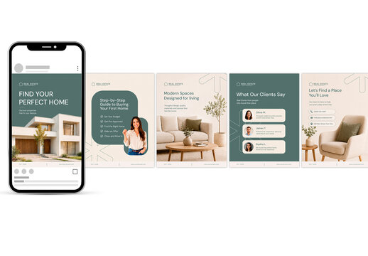 Real Estate Social Media Carousel with Green Accents