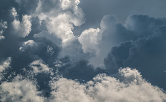 Dramatic sky with stormy clouds before rain. Nature background