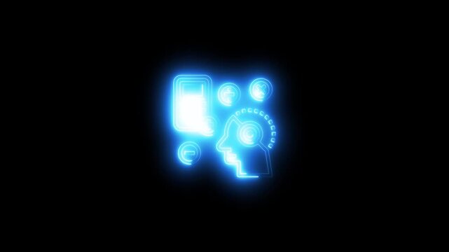 Glowing neon math and logic animation for education and technology
