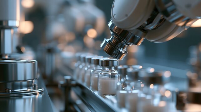 Robotergest&uuml;tzte Abf&uuml;llanlage f&uuml;r Pharmazeutika in moderner Reinraumproduktion