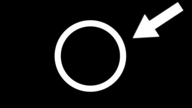 circle spotted with arrow highlight icon animation on black screen background