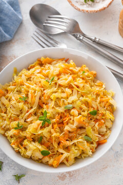 Sauteed cabbage with onion and carrots, healthy side dish idea
