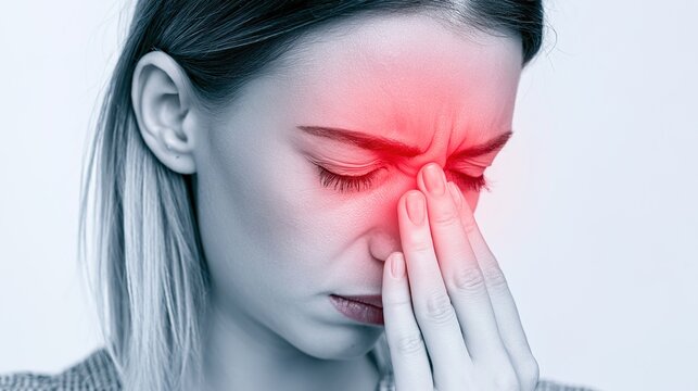 Sinusitis Medical Illustration Showing Inflamed Sinus Cavities, Nasal Anatomy, Respiratory Inflammation, Immune Response and Advanced Biomedical Visualization for Healthcare Education