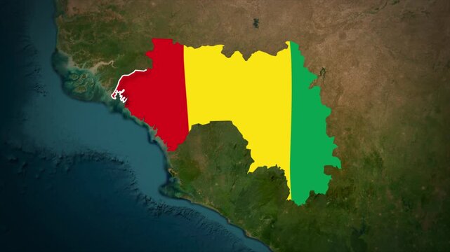Guinea Map Highlight, Guinea Location Map, Guinean Flag Map Animation, West Africa Country Geography, Guinea Territory Map, African Regional Location, Guinea Political Map
