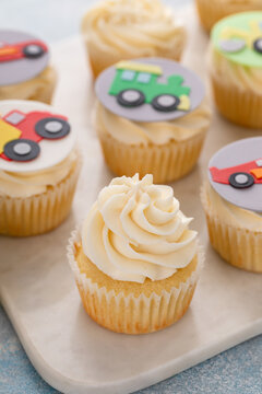 Birthday cupcakes for a boy birthday or gender reveal