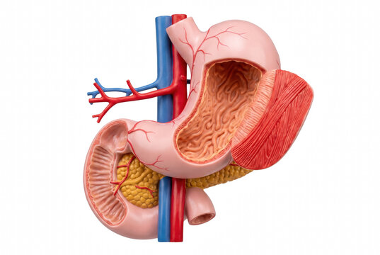 Detailed Anatomical Model Showing Human Stomach Pancreas and Duodenum