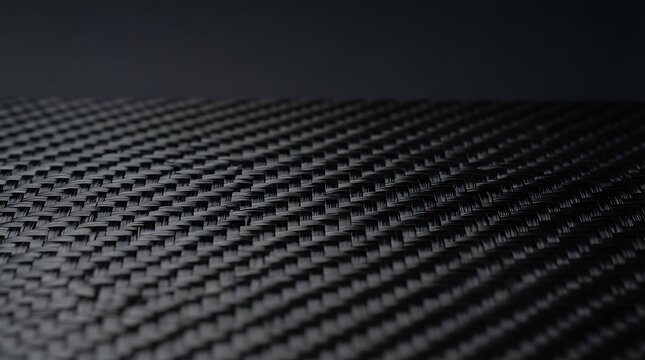Close up of a black carbon fiber weave texture with detailed pattern with material