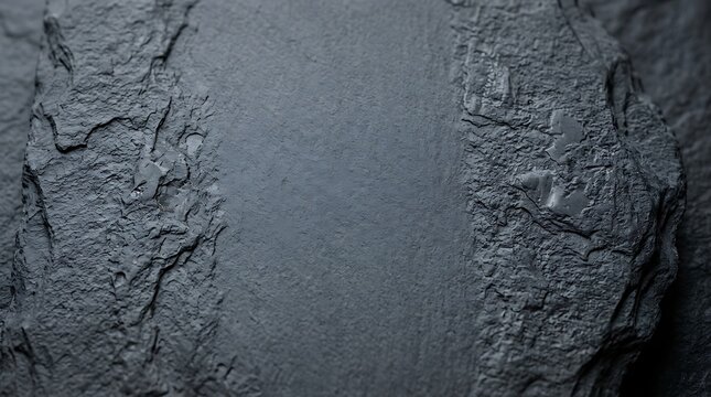Close up of dark grey slate stone texture with rough with displays detailed view