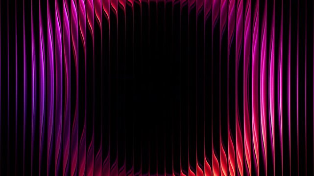 Glowing slowly rotating circles refracted through ribbed glass. Luminous rotating rings distorted by textured glass. Vibrant illuminated circular forms spinning behind vertical lines. Seamless loop 4K