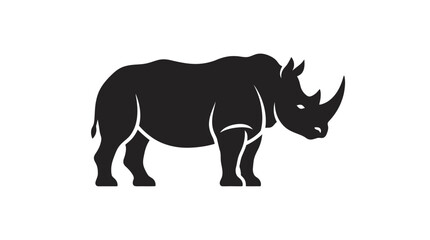 Obraz premium A minimalist black silhouette of a rhinoceros standing on a plain white background