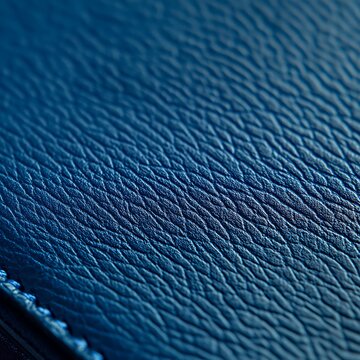 Close up of textured blue leather surface ideal for backgrounds luxury goods and automotive interior design concepts