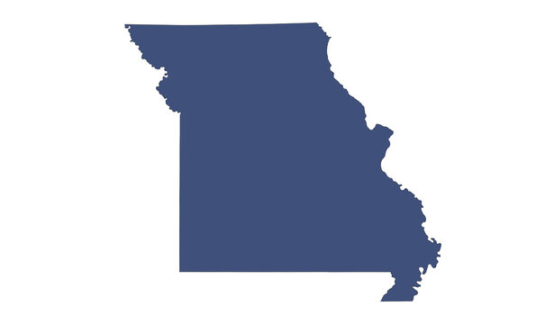 Missouri State Outline in slate blue for map infographic and regional data design.