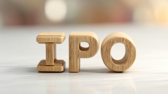 Wooden ipo letters on transparent