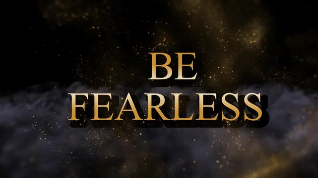 Golden dust particles swirling with inspirational quote text overlay with swirling dark smoke video golden background typography animation beautiful lettering sparkles