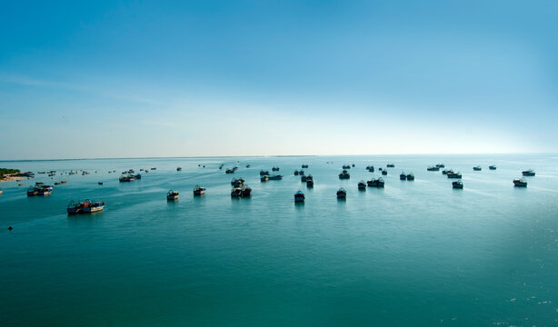 Landscape of Rameshwaram beach, Rameswaram, India.