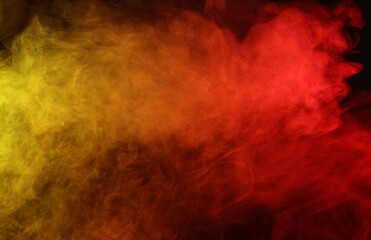 Fototapeta premium Beautiful smoke in neon lights on dark background