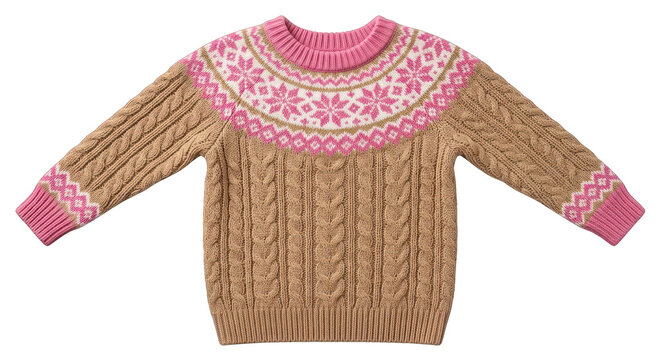 Cozy Nordic Knit Sweater for Kids with Fair Isle Pattern and Cable Knit Detail