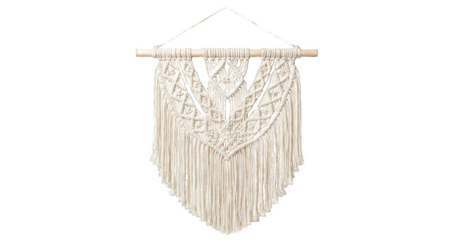 Beautiful macrame wall hanging as a home decoration isolated png elements collection with transparent background high resolution for interior design projects and creative digital art