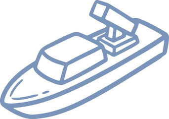Obraz premium Simple Doodle Military Missile Boat with Launcher, Isometric Vector Outline for Modern Naval Defense Graphics